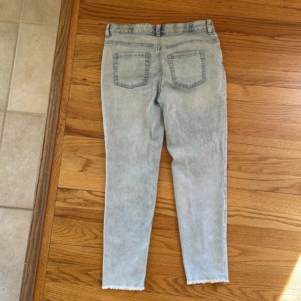 Cat & Jack Stretch Crop Denim BlueJeans Youth Girls 14 Adjustable Waist Raw Hem